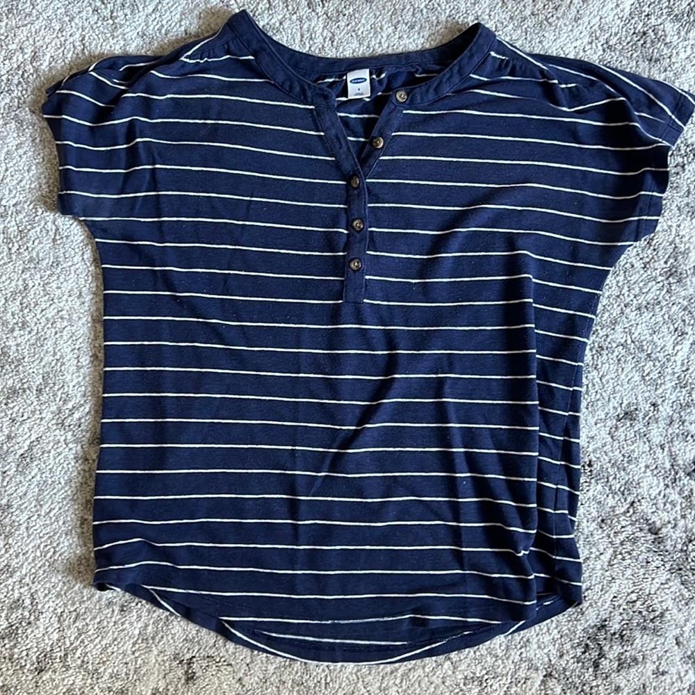 Old navy blue & white striped shirt